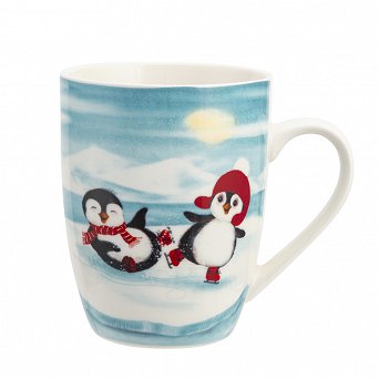 ALTOM DESIGN kubek porcelanowy do kawy i herbaty wzór Świąteczny 340 ml DEK. Pingwiny