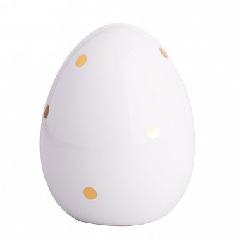 ALTOM DESIGN figurka porcelanowa jajko białe ze złotymi kropkami 9x9x11,5cm