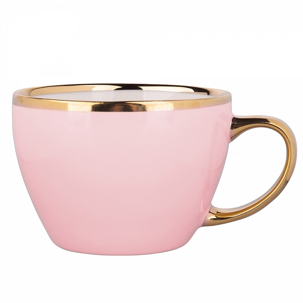 ALTOM DESIGN AURORA GOLD duża filiżanka porcelanowa do kawy i herbaty 300 ml PUDROWY RÓŻ