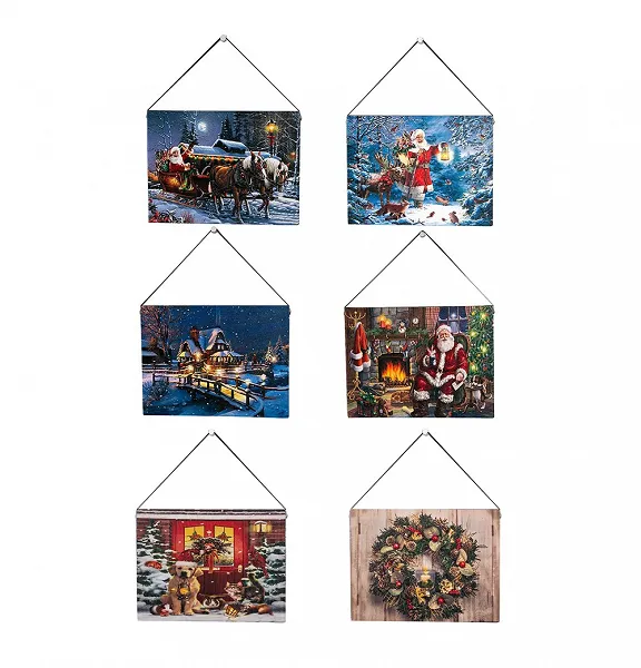 ALTOM DESIGN obraz świąteczny poziomy z lampkami led 15x20x1,8CM 6 różnych wzorów
