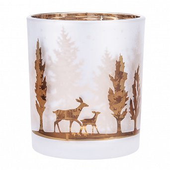 ALTOM DESIGN świecznik szklany ze złoto-brązowym wnętrzem 9x10cm dek. las