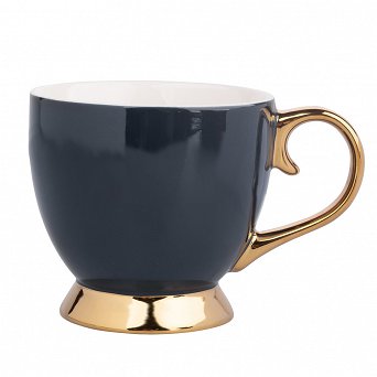 ALTOM DESIGN AURORA GOLD duża filiżanka jumbo na nóżce porcelanowa do kawy i herbaty 400 ml CIEMNY GRANAT