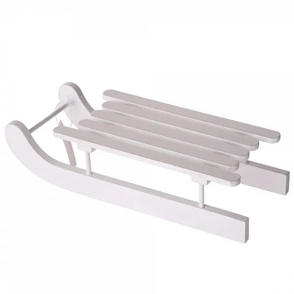 ALTOM DESIGN sanki drewniane figurka na Boże Narodzenie ozdoba świąteczna 20x8x5 cm białe