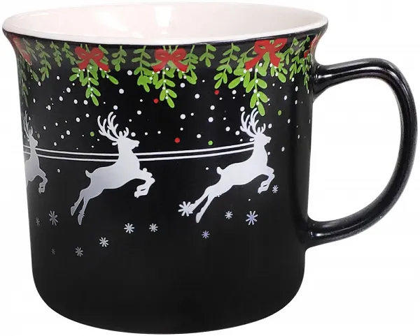 ALTOM DESIGN kubek świąteczny porcelanowy z wywiniętym rantem / z dekoracją na Boże Narodzenie 350 m DEK. MERRY CHRISTMAS