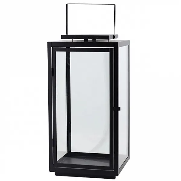 ALTOM DESIGN Zestaw 2 sztuk latarenka / lampion / latarnia metalowa czarna 22,5x22x43 cm i 13,5x13x23 cm