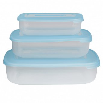 TONTARELLI FAMILY FOOD kpl. 3 pojemników prostokątnych idealne na śniadanie / lunch box 3+1,88+0,93L niebieskie pokrywki