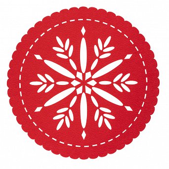 ALTOM DESIGN mata filcowa okrągła śr 35cm dek. śnieżynki czerwona