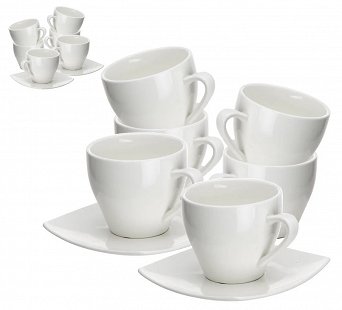 ALTOM DESIGN REGULAR zestaw 12 sztuk porcelanowa filiżanka do kawy 200ml ze spodkiem w opasce