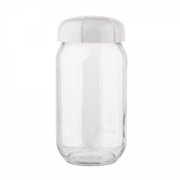 ALTOM DESIGN pojemnik szklany na produkty sypkie z plastikową pokrywką 1l szary