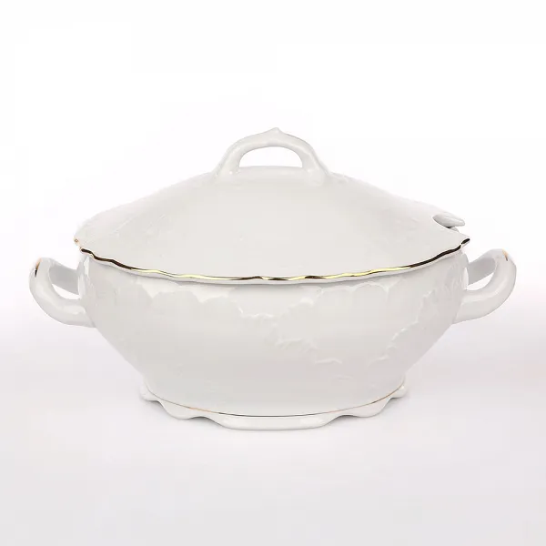 ĆMIELÓW ROCOCO ZŁOTY PASEK waza na zupę porcelanowa 2,7L