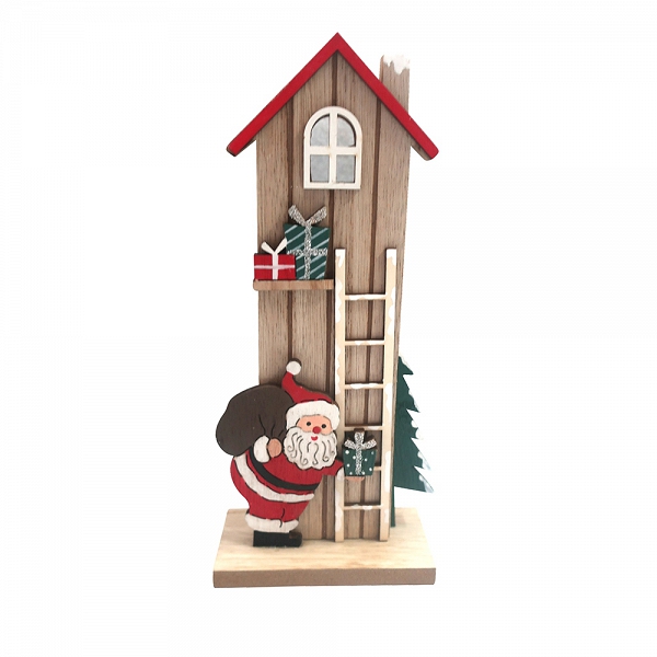 ALTOM DESIGN figurka na Boże Narodzenie ozdoba świąteczna drewniany domek z drabiną 10x5x22,5 cm