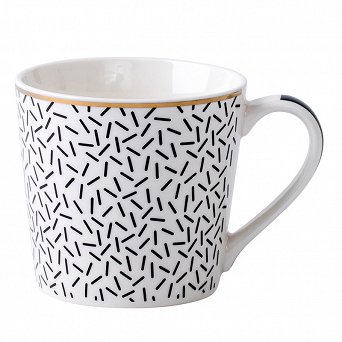 ALTOM DESIGN duży kubek do kawy i herbaty wysoki porcelanowy 350 ML DEK. MODERN BLACK II