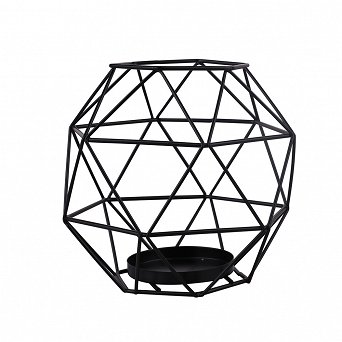 ALTOM DESIGN świecznik metalowy geometryczny 15x15x13,5 cm czarny
