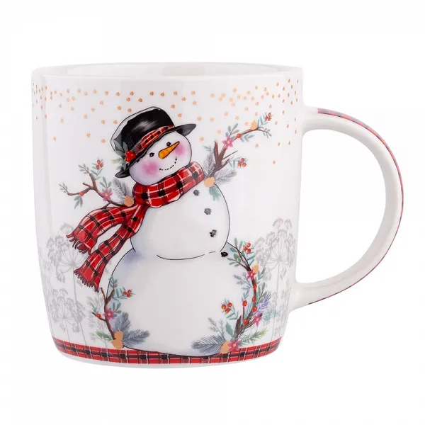 ALTOM DESIGN kubek porcelanowy do kawy i herbaty wzór Świąteczny 300 ml DEK. BAŁWANEK