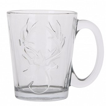 ALTOM DESIGN LEON kubek szklany / szklanka z uchem 300 ml DEK. Renifer