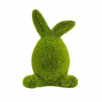 ALTOM DESIGN figurka porcelanowa pokryta sztuczną trawą / ozdoba świąteczna na Wielkanoc Zając zielony 10x7,5x14,5 cm