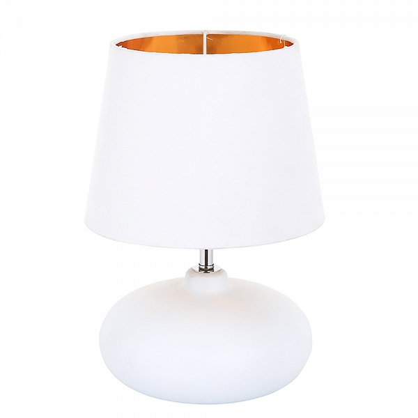 ALTOM DESIGN lampa stołowa dekoracyjna z podstawką ceramiczną 21x30 cm i kloszem biało - złotym