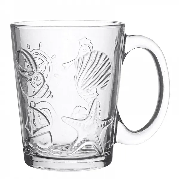 ALTOM DESIGN LEON kubek szklany / szklanka z uchem 300 ml DEK. MORSKIE OPOWIEŚCI