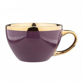 ALTOM DESIGN AURORA GOLD duża filiżanka porcelanowa do kawy i herbaty jumbo 400 ml FIOLET