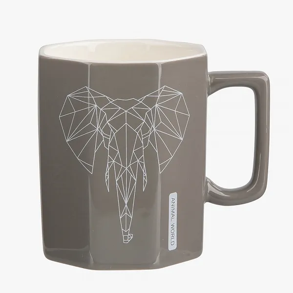 ALTOM DESIGN MODERN OŚMIOKĄTNY kubek porcelanowy 320ml dek. Słoń