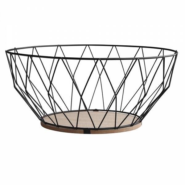 ALTOM DESIGN okrągły koszyk z drewnianą podstawką 28x12cm romby