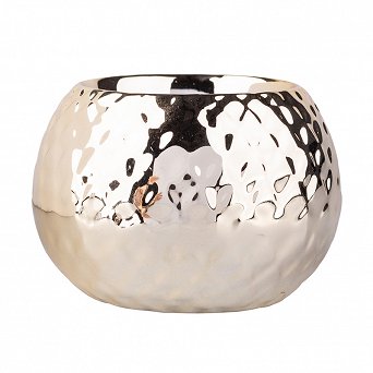 ALTOM DESIGN świecznik ozdobny porcelanowy na tealighty / podgrzewacze RELIEF ZŁOTY 8,5x8,5x6 cm