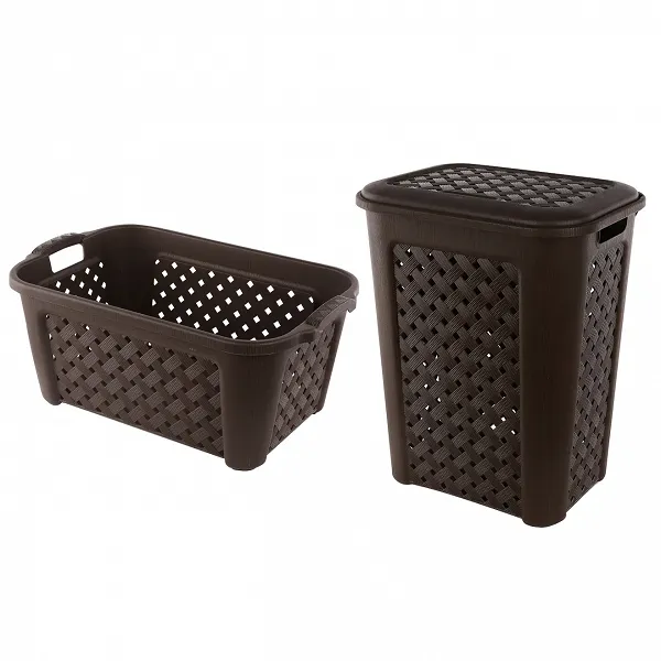 TONTARELLI ARIANNA Zestaw 2 sztuk kosz na bieliznę 50,7l brąz + kosz / pojemnik prostokątny 58x38,2x26cm 35l brąz