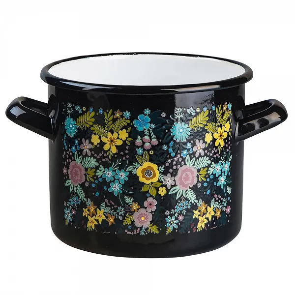 SILESIA RYBNIK DREAM GARDEN garnek emaliowany 3,3l 18x14cm czarny