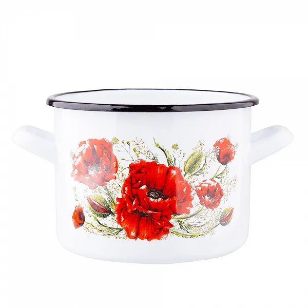 SILESIA RYBNIK MAKI garnek emaliowany prosty 4,4L  śr. 20cm wys. 15cm biały (gaz/indukcja)