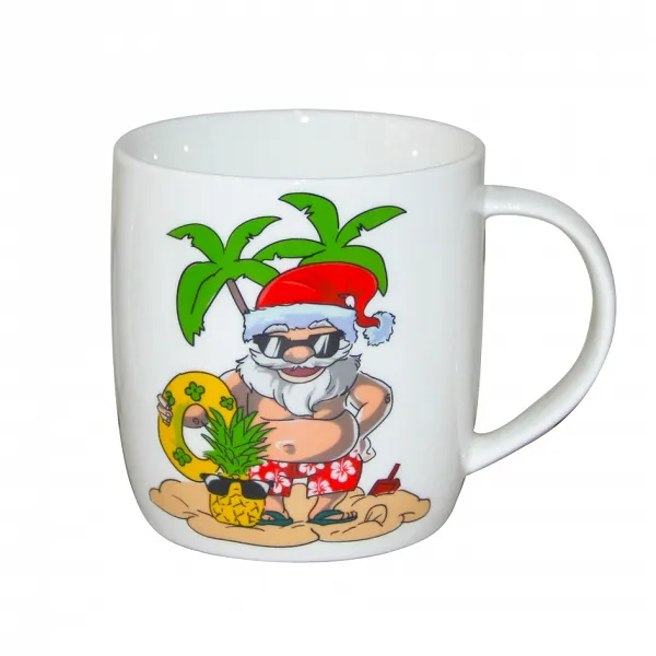 ALTOM DESIGN Mikołaj na wakacjach kubek baryłka szeroka 300 ml dek. II na Boże Narodzenie