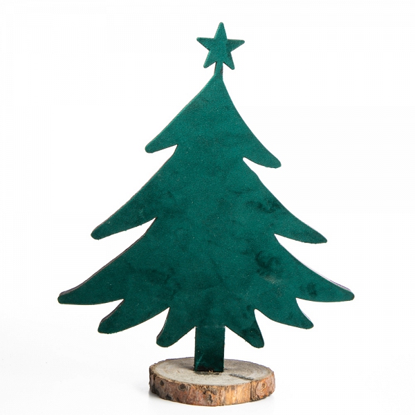 ALTOM DESIGN figurka choinka drewniana z welurowym frontem Boże Narodzenie zielona 25x21cm