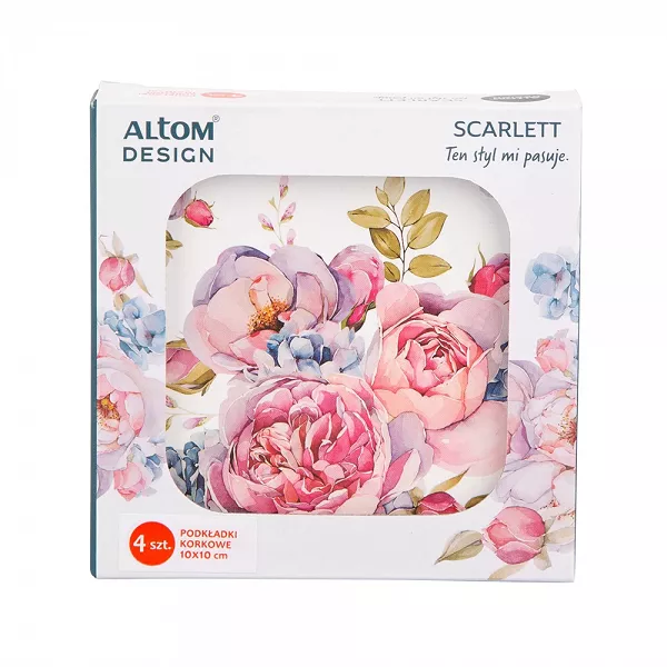 ALTOM DESIGN SCARLETT zestaw 4 podkładek 10x10 cm color box