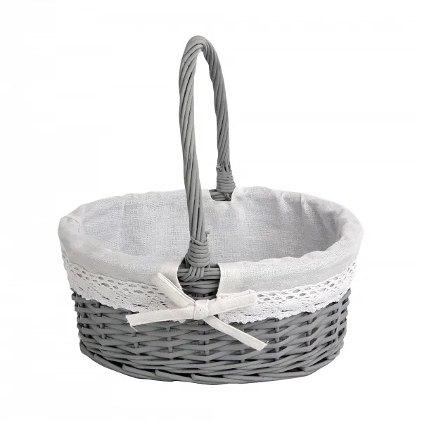 ALTOM DESIGN koszyk wiklinowy szary z rączką na święconkę 31 x 23 x 13 cm
