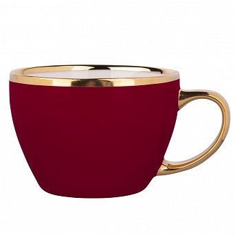ALTOM DESIGN AURORA GOLD duża filiżanka porcelanowa do kawy i herbaty 300 ml BORDOWA