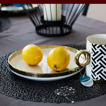 ALTOM DESIGN GOLD DREAM Porcelanowy półmisek okrągły 21cm kremowy