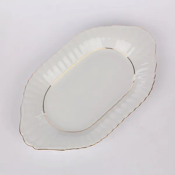 CHODZIEŻ IWONA ZŁOTY PASEK półmisek porcelanowy owalnym ze żłobieniami 24cm