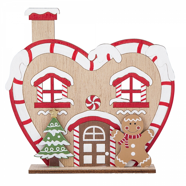ALTOM DESIGN ozdoba na Boże Narodzenie figurka drewniana piernikowy domek 20x4x19 cm