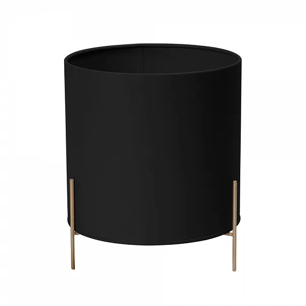 ALTOM DESIGN osłonka metalowa na doniczkę dekoracyjna czarna na złotej podstawce śr. 20 wys.10 cm