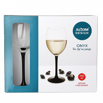 ALTOM DESIGN ONYX komplet 6 kieliszków do wina białego 250ml