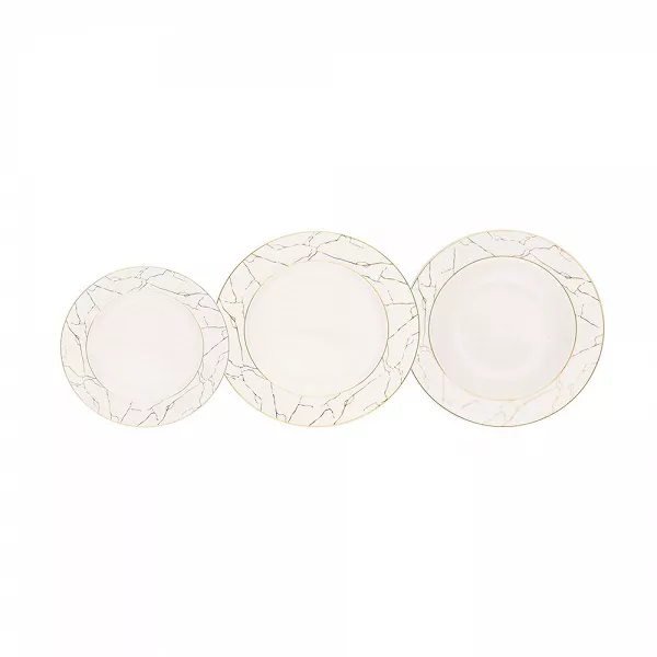 MARIAPAULA ECRU NOVA MARBLE zestaw obiadowy porcelanowy dla 6 osób, 18el