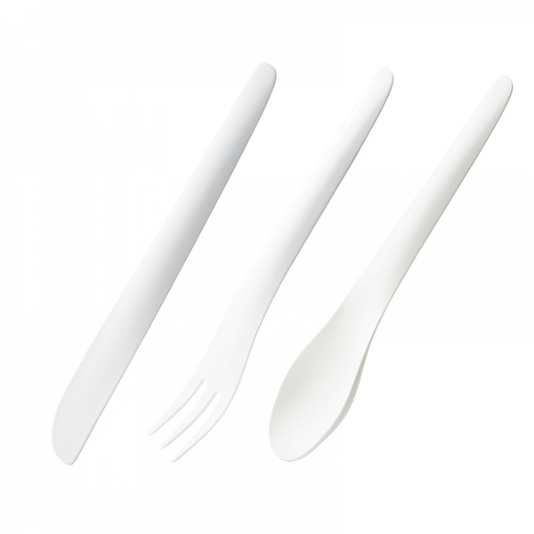 PRACTIC Komplet sztućców plastikowych nóż, łyżka, widelec biały