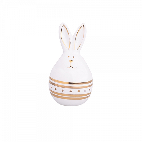 ALTOM DESIGN figurka ceramiczna / ozdoba świąteczna na Wielkanoc Zając ze złotymi kropkami 4x4x8 cm