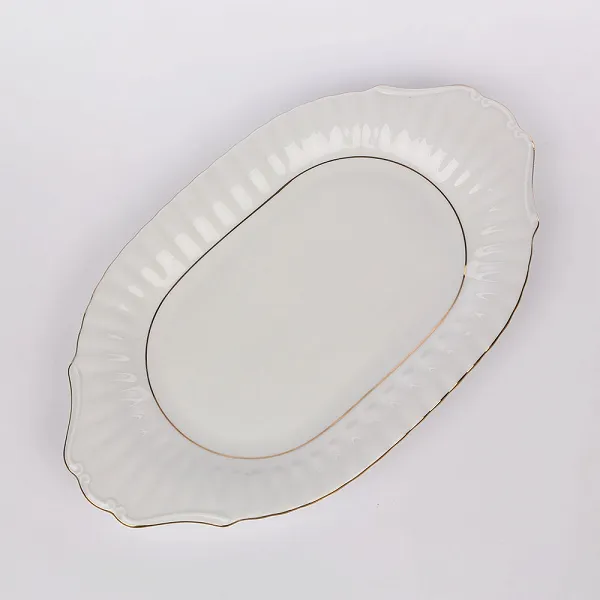 CHODZIEŻ IWONA ZŁOTY PASEK półmisek porcelanowy owalnym ze żłobieniami 28cm