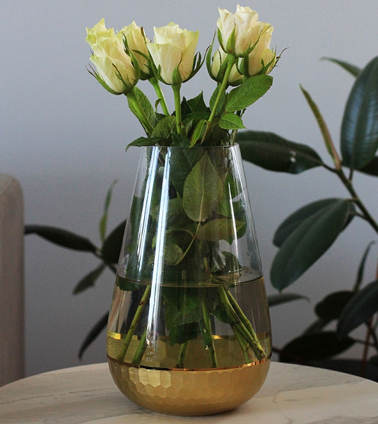 ALTOM DESIGN GOLDEN HONEY wazon / świecznik szklany na kwiaty 14 cm