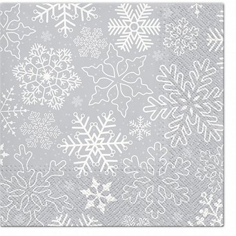AKU komplet 20 serwetek papierowych na Boże Narodzenie 33x33cm, dek. płatki śniegu