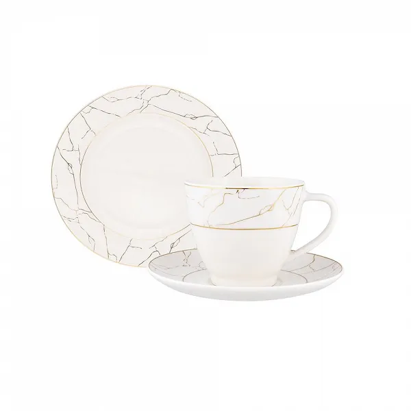 MARIAPAULA ECRU NOVA MARBLE zestaw do kawy porcelanowy na 6 osób, 18el