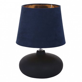 ALTOM DESIGN lampa stołowa dekoracyjna z podstawką ceramiczną 21x30 cm i kloszem granatowo - złotym