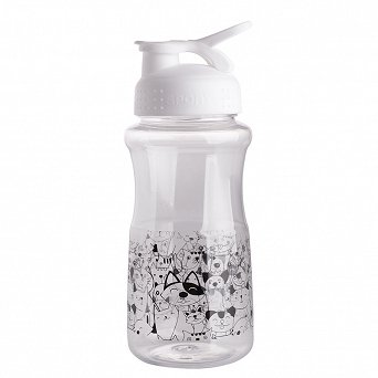 ALTOM DESIGN ZWIERZAKI butelka plastikowa na wodę / bidon biała 500 ml DEK. BIAŁY KOT