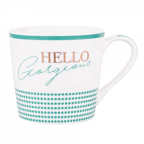 ALTOM DESIGN duży kubek do kawy i herbaty wysoki porcelanowy 350 ML DEK. HELLO