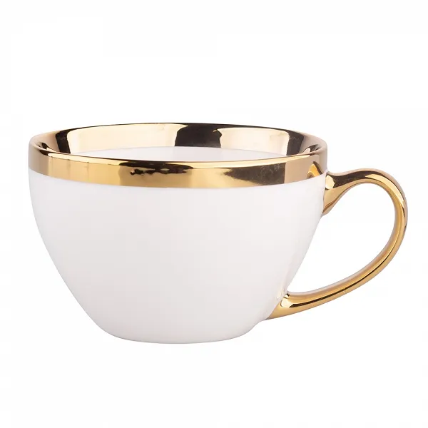 ALTOM DESIGN AURORA GOLD duża filiżanka porcelanowa do kawy i herbaty jumbo 400 ml KREMOWA
